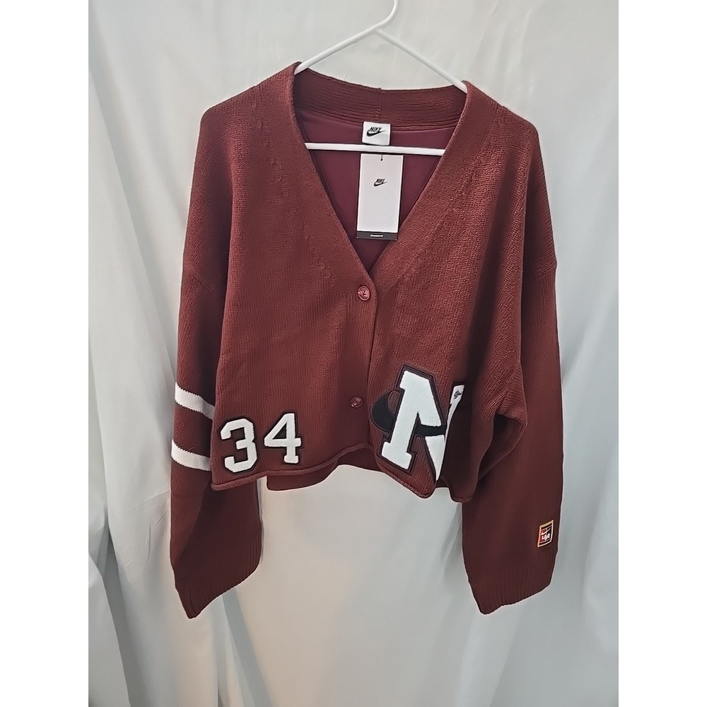 Nike Women By YOON Cardigan Size XL Cropped Oversized Button-Up‎ Embroidery NWT